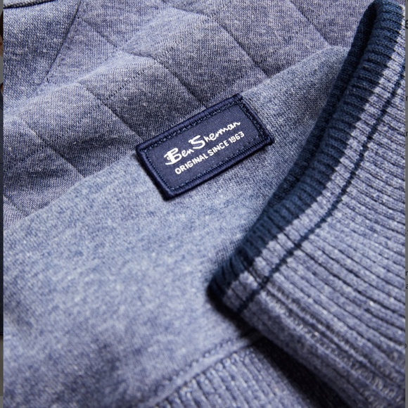 Ben Sherman QUILTED FLEECE CREWNECK SWEATSHIRT - blue medium nwot - Picture 7 of 8